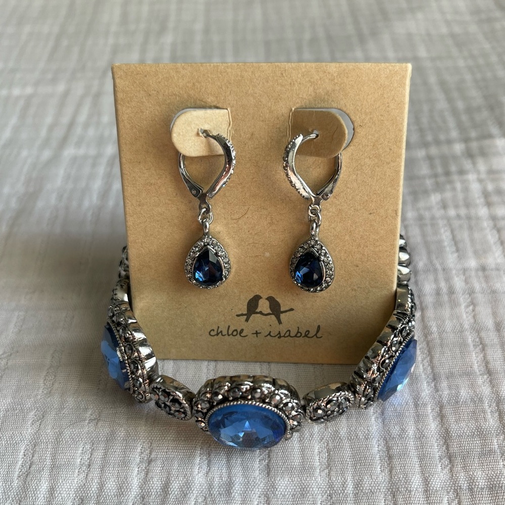Chloe & Isabel Blue Crystal Earrings & Bracelet